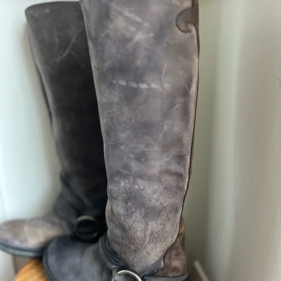 Distressed “Judgement” Tall Harness Moto Leather Boots - Steve Madden - Picture 11 of 16